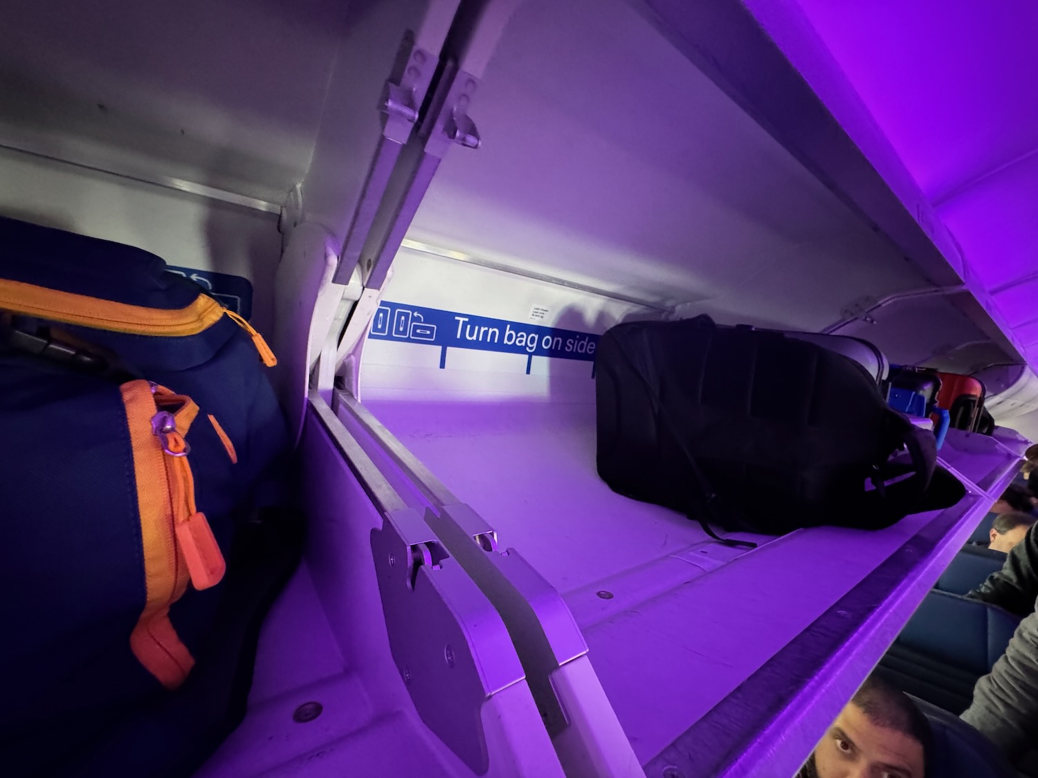 a luggage on a shelf