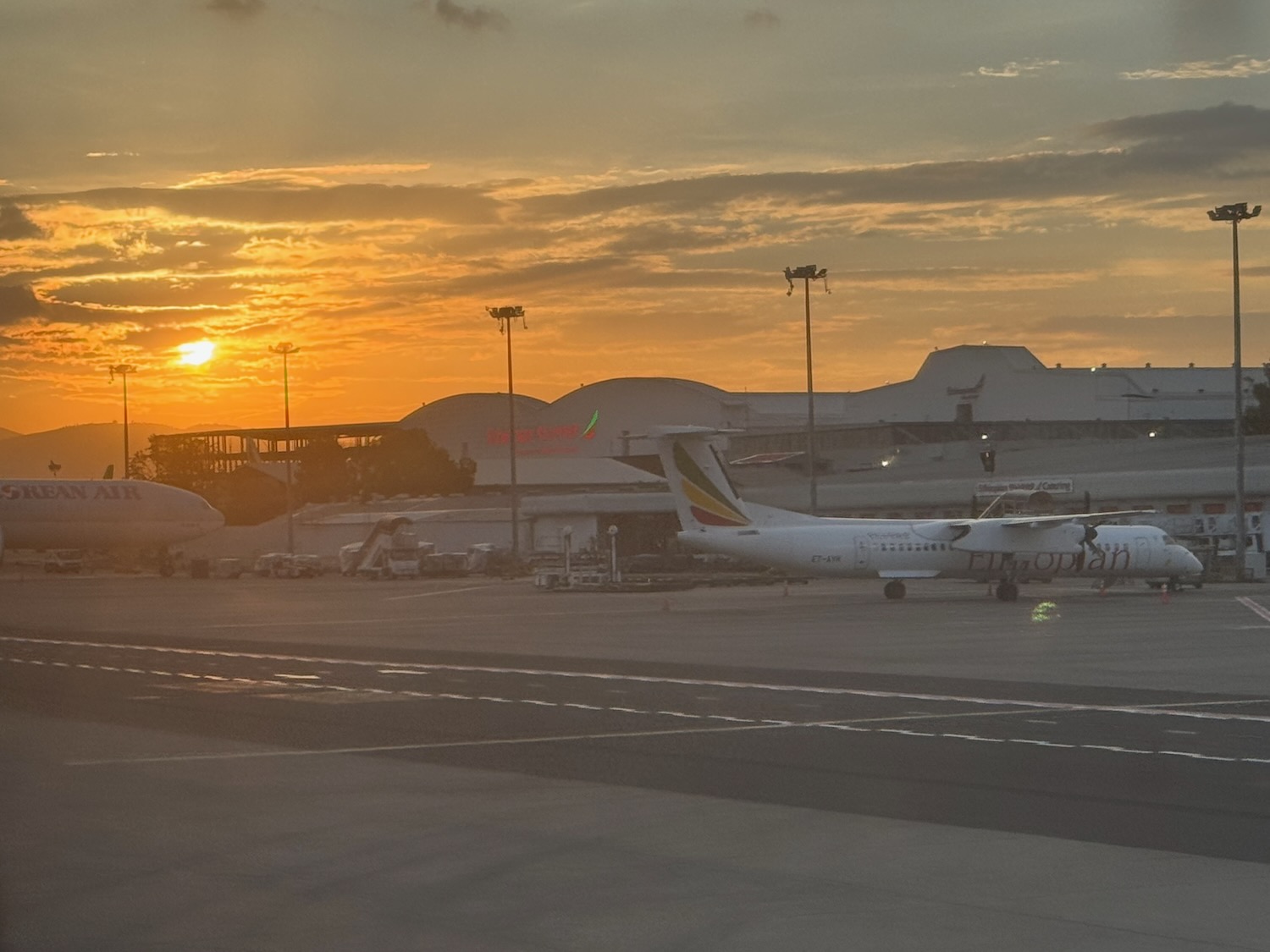 an airplane on the runway