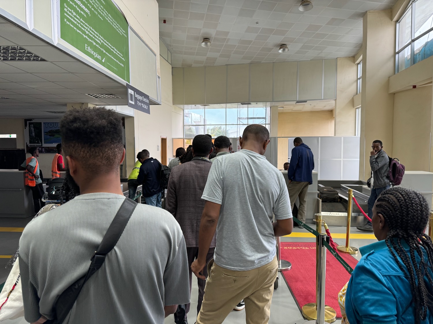 a group of people in a building