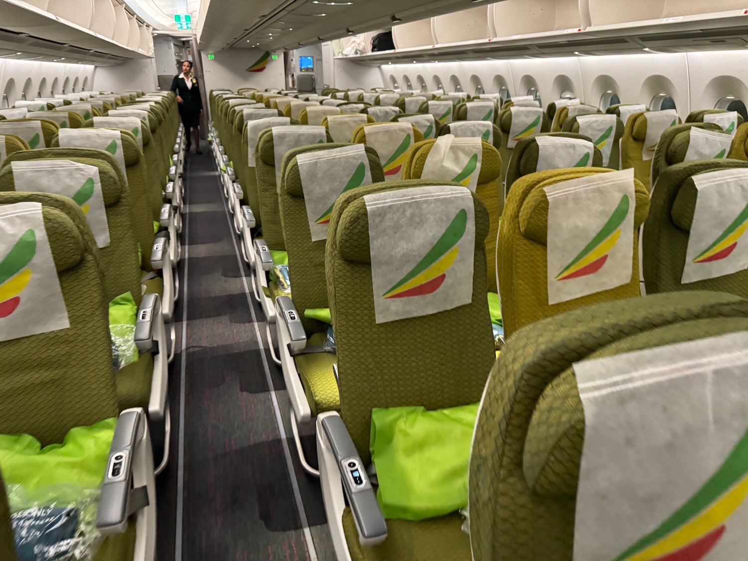 a row of seats on an airplane