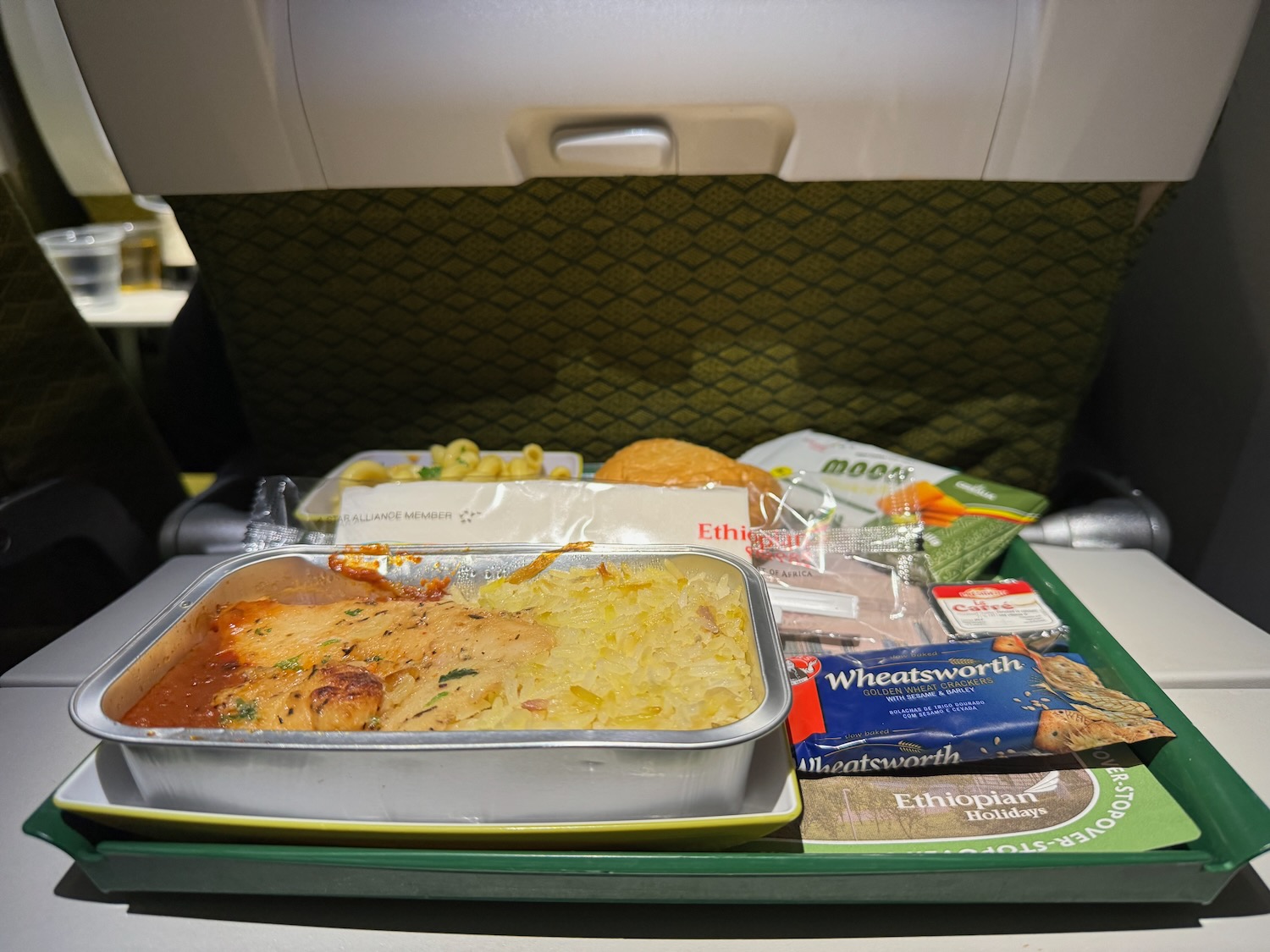 food in a tray on a tray