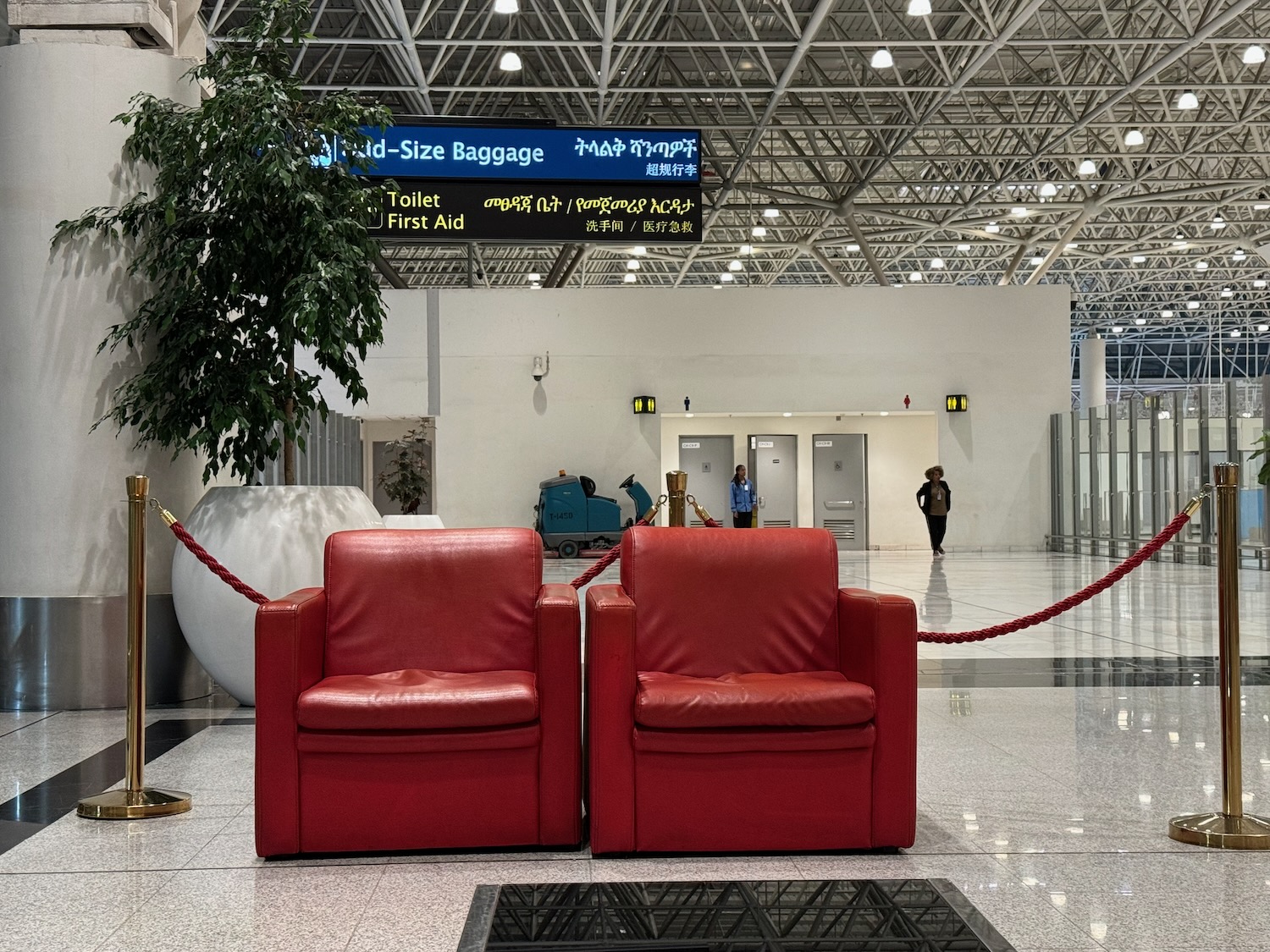 red chairs in a building