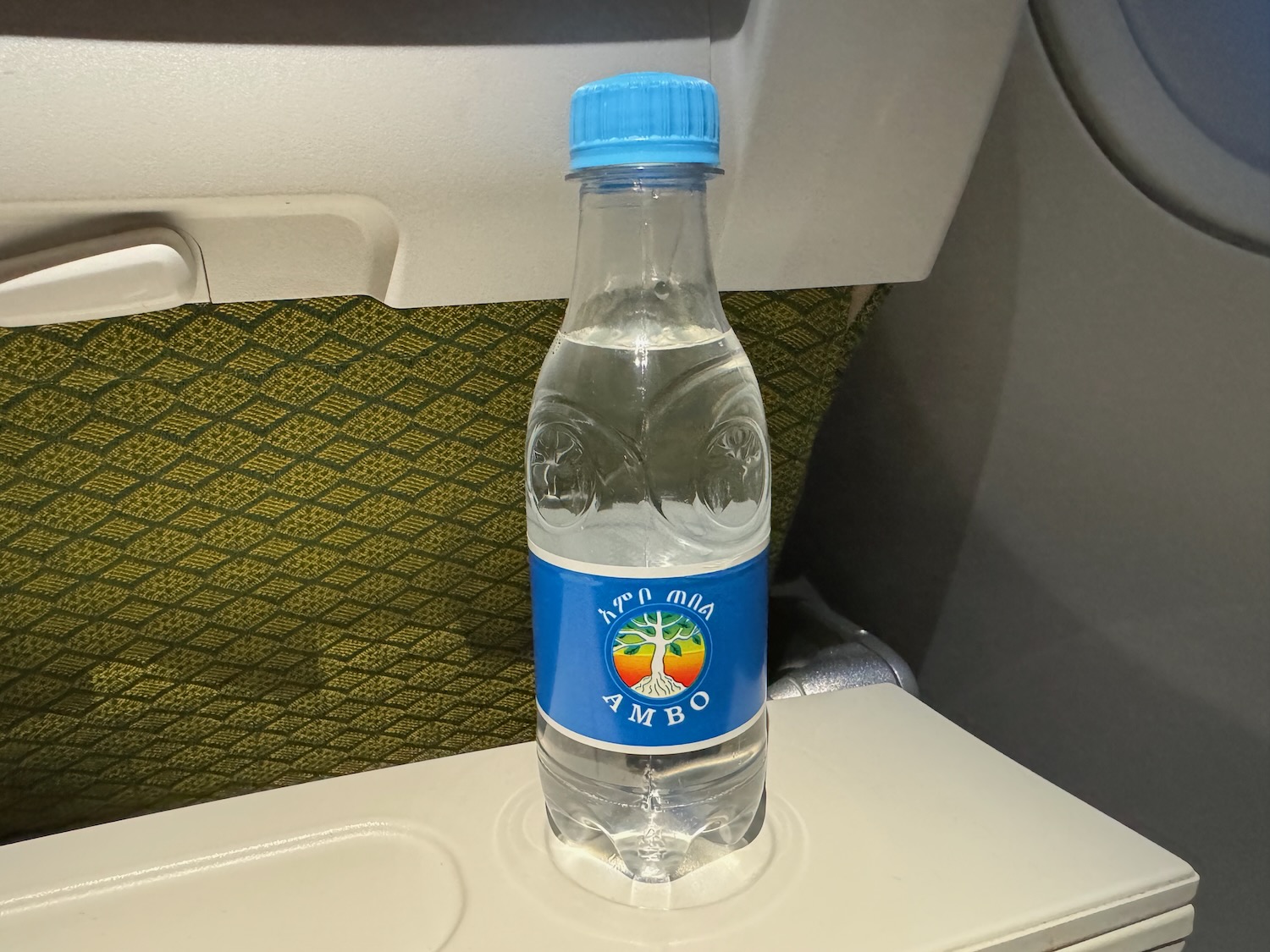 a bottle of water on a table