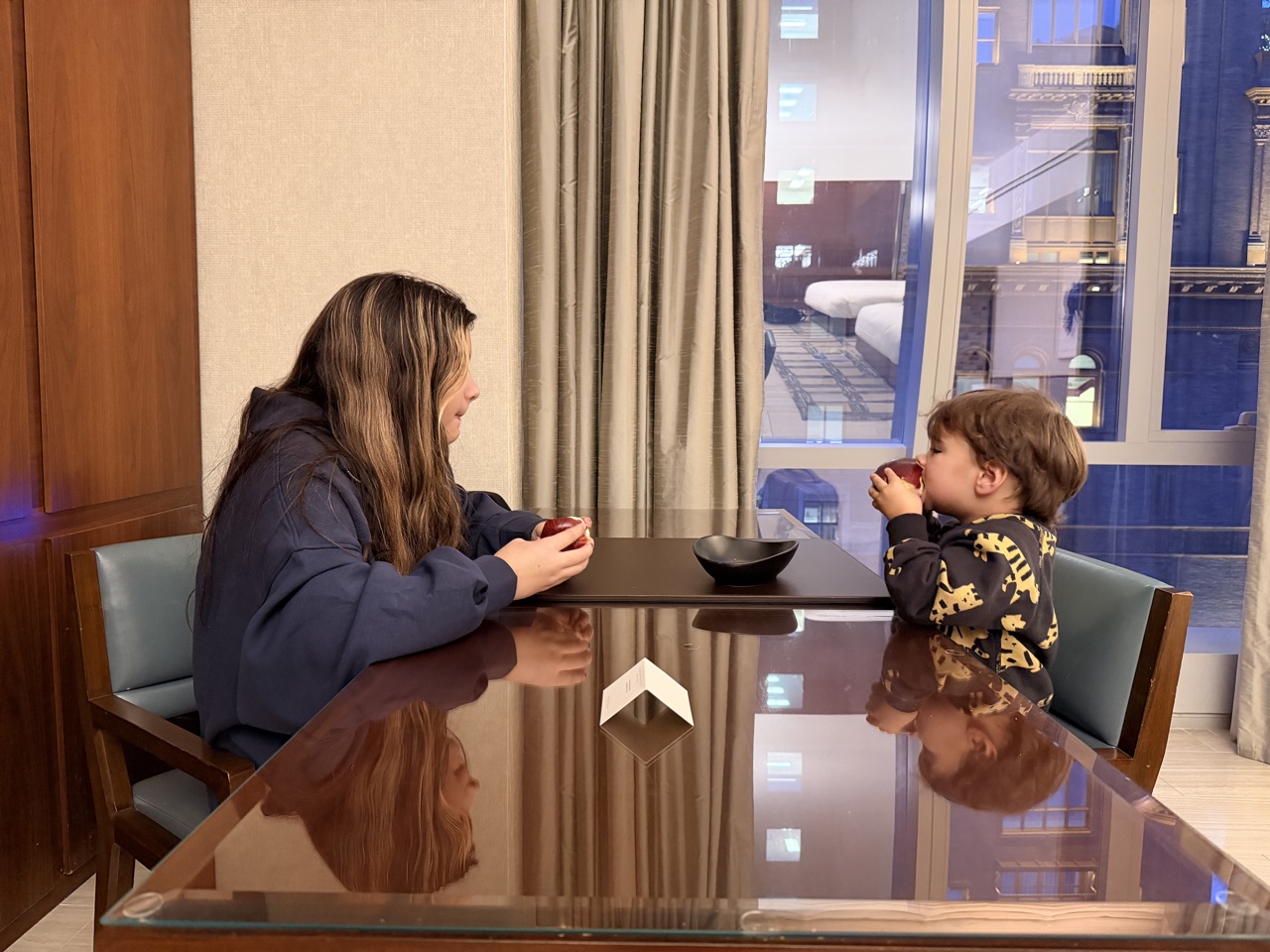 Family Christmas trip to New York Park Hyatt apples