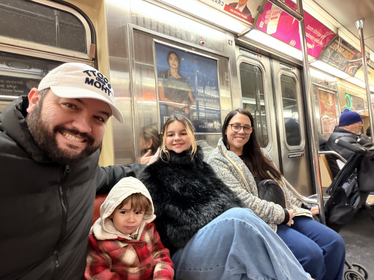 Family Christmas trip to New York subway