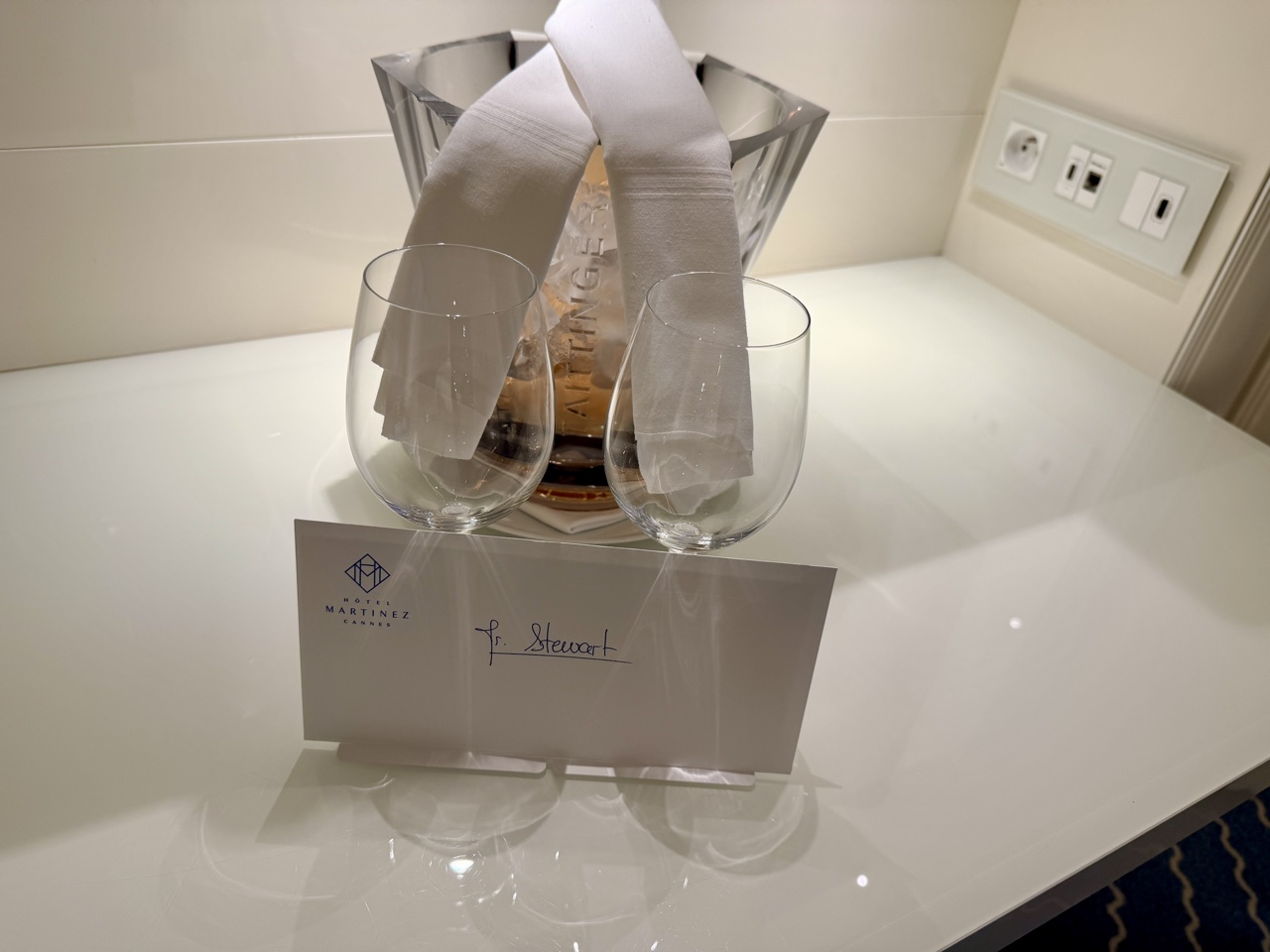 Hyatt Hotel Martinez Cannes France welcome champagne