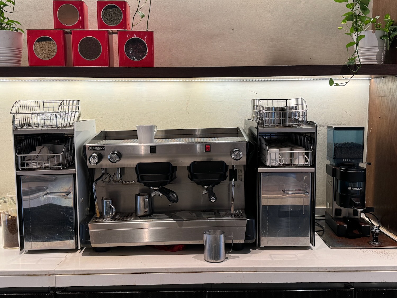 a group of coffee machines