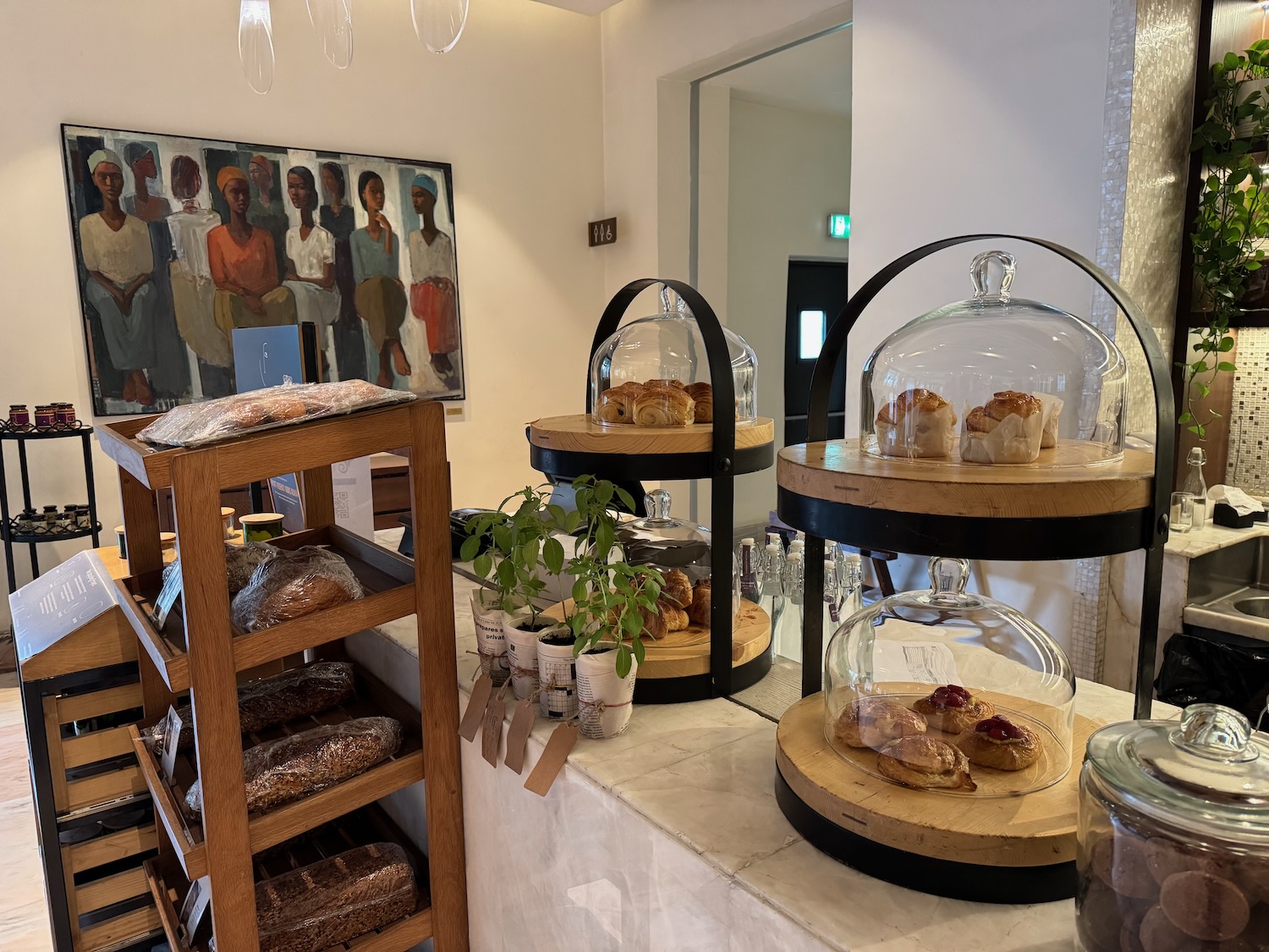 a display of pastries on a counter