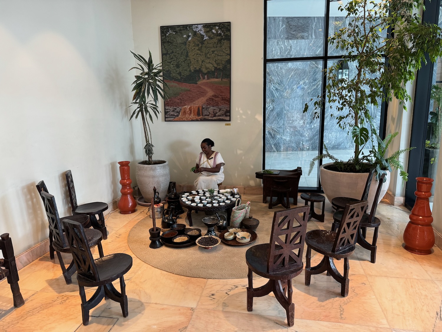 a woman cooking food in a room