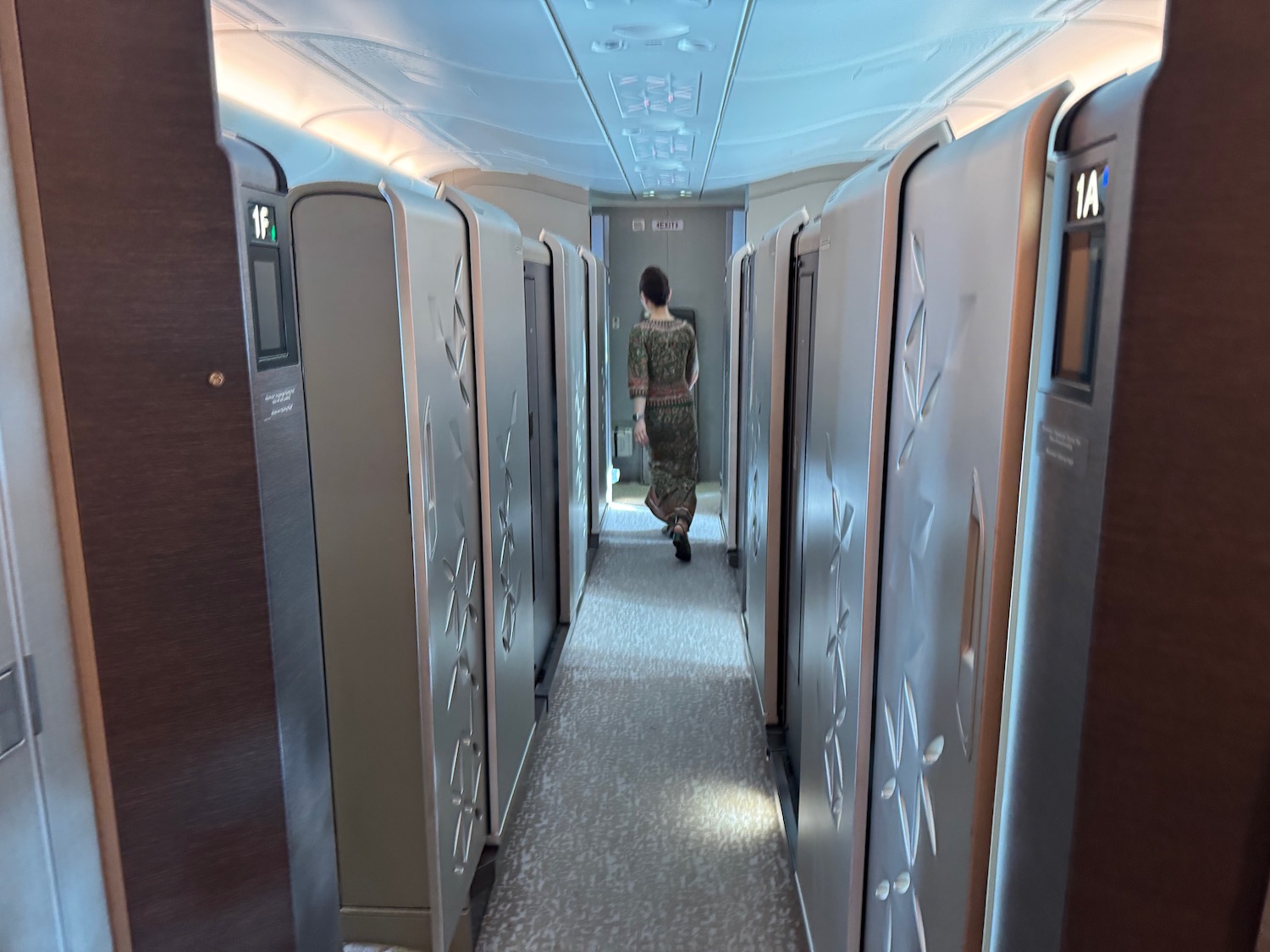 a person walking in a hallway