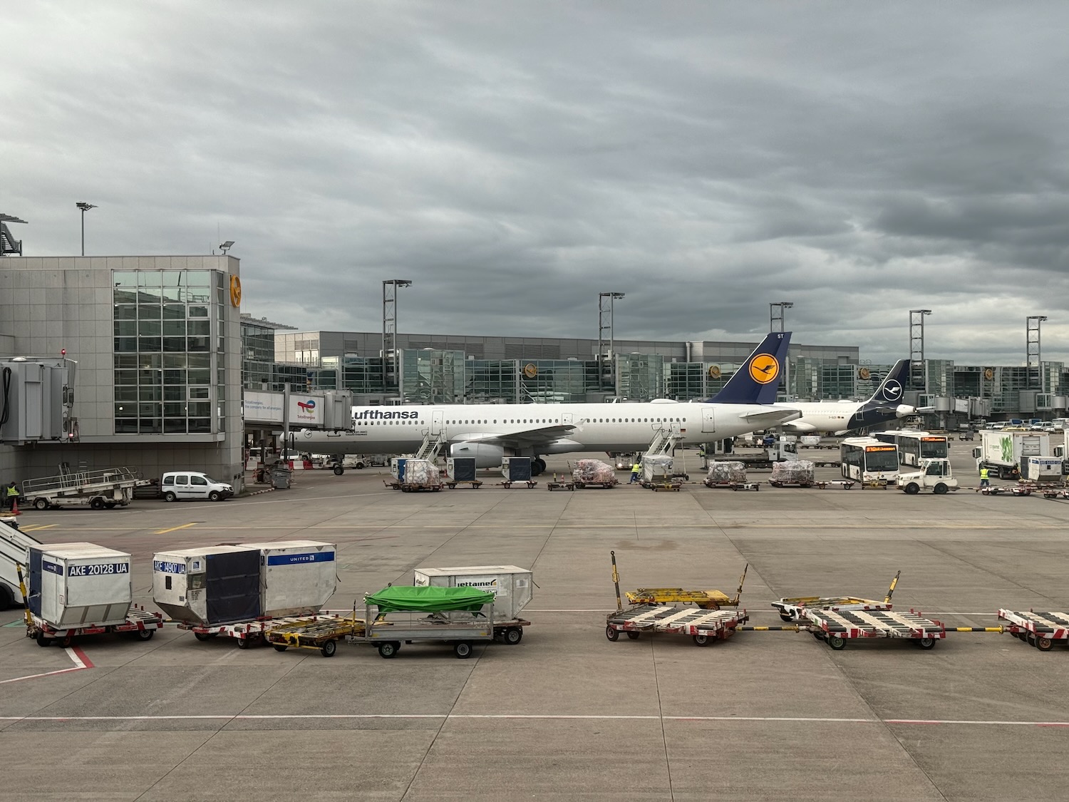 a large airplane parked in a terminal