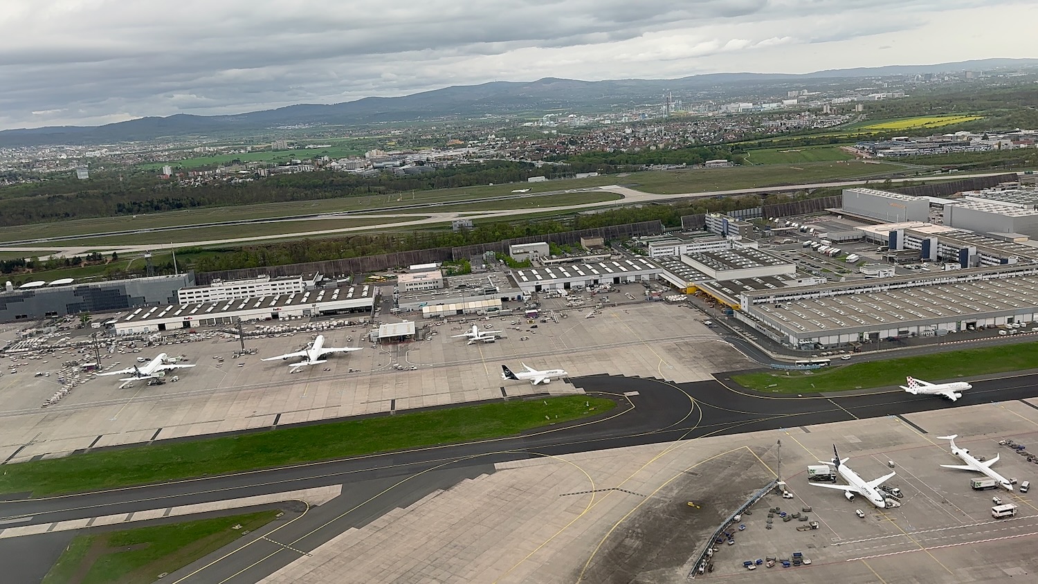 an aerial view of an airport