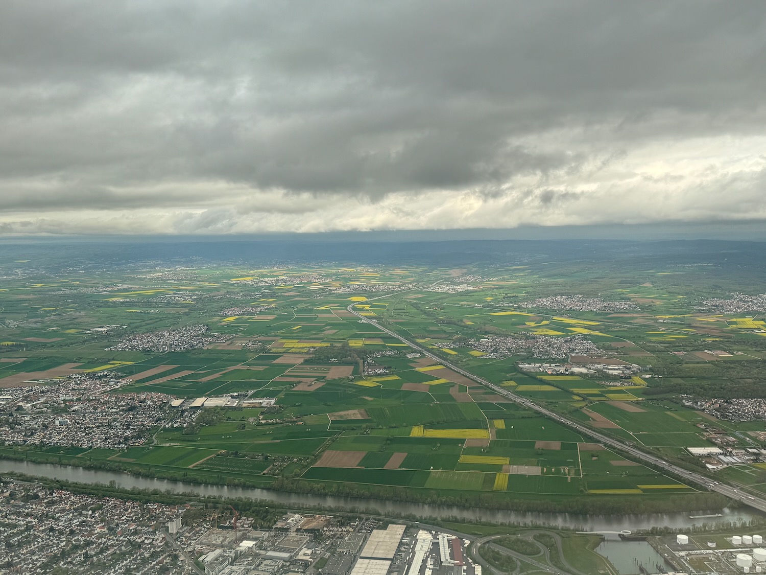 aerial view of a large green field
