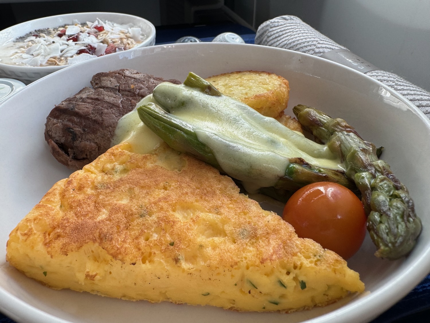 a plate of food with a fork and knife