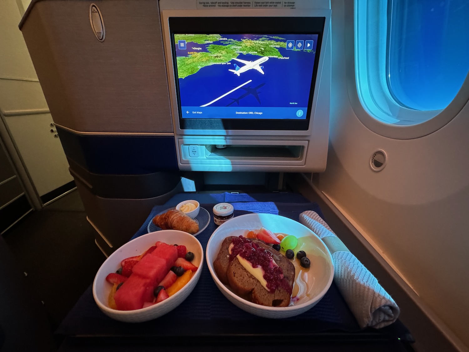 food on the table in the plane