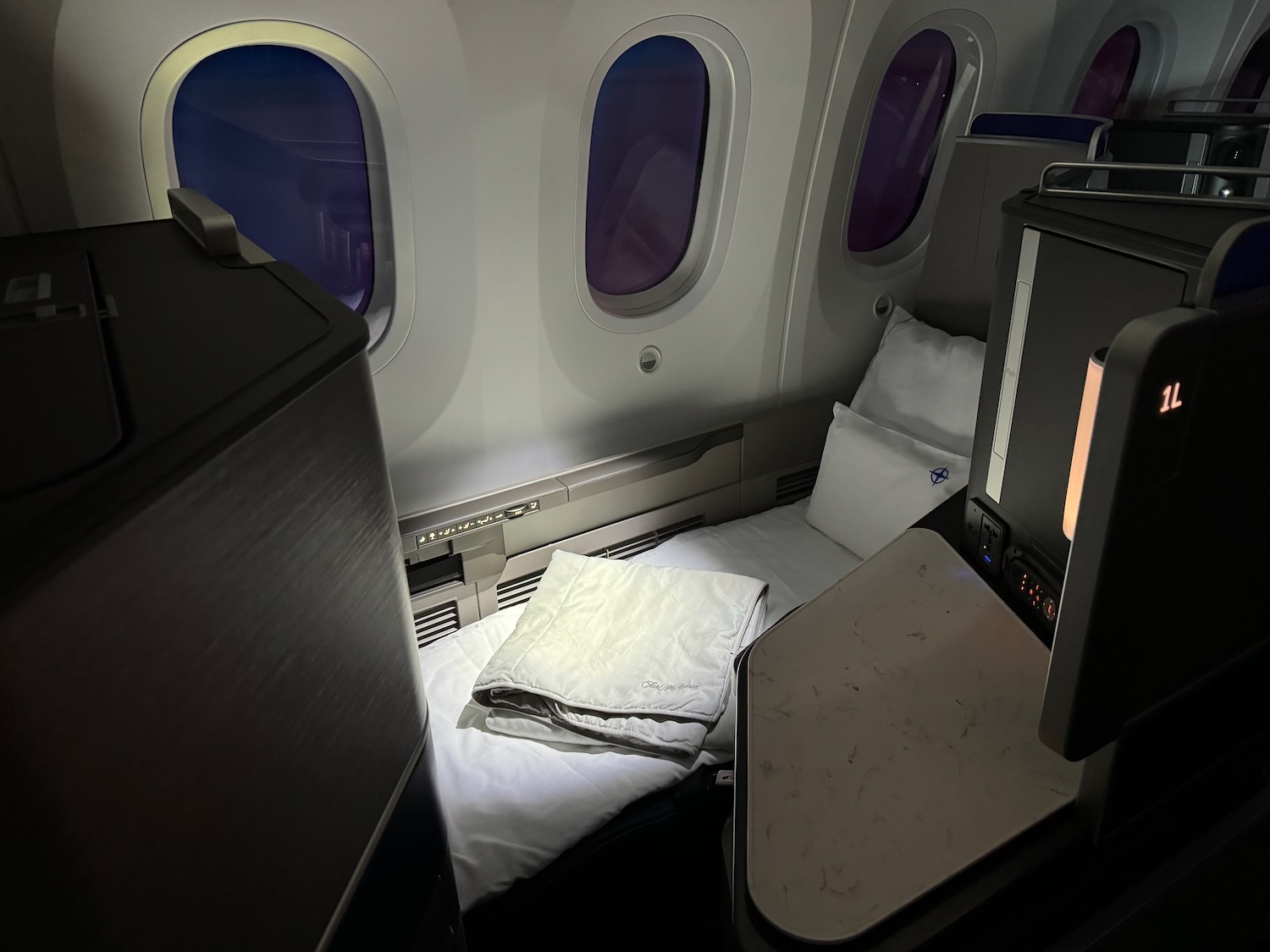 a bed in an airplane