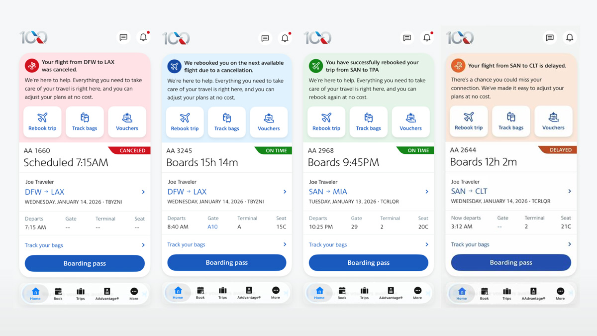 screens screenshot of a flight schedule