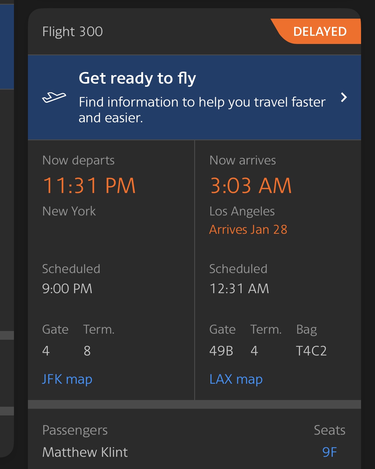 a screenshot of a flight schedule