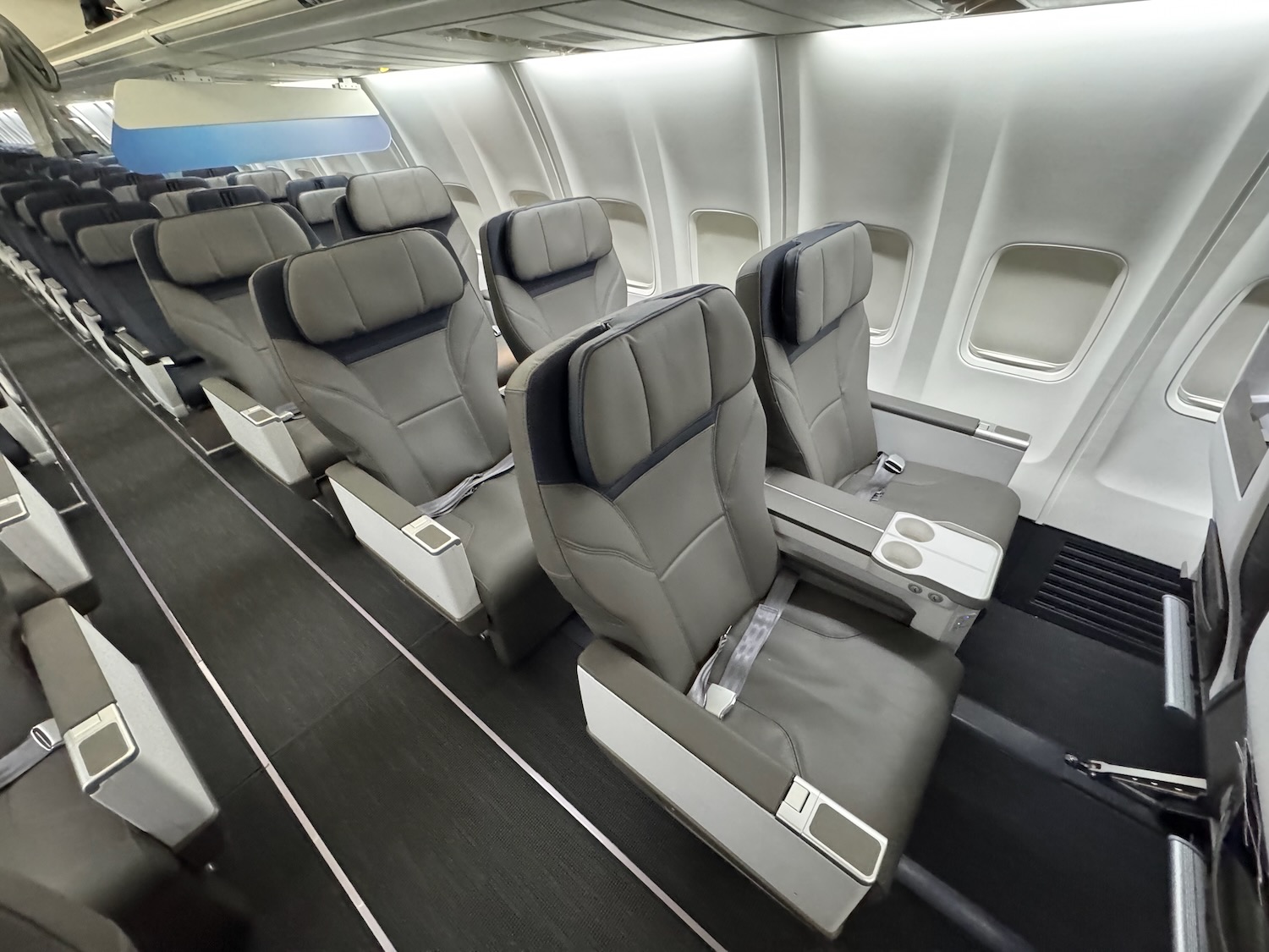 a row of seats in an airplane