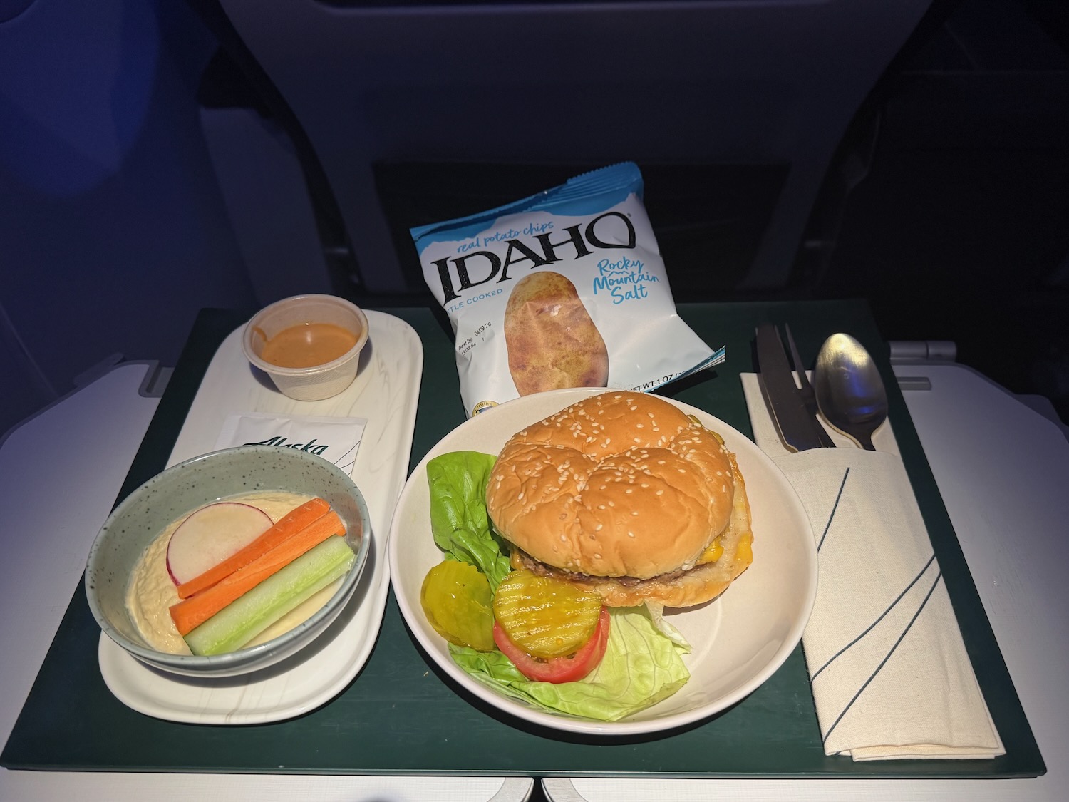 a plate of food on a tray