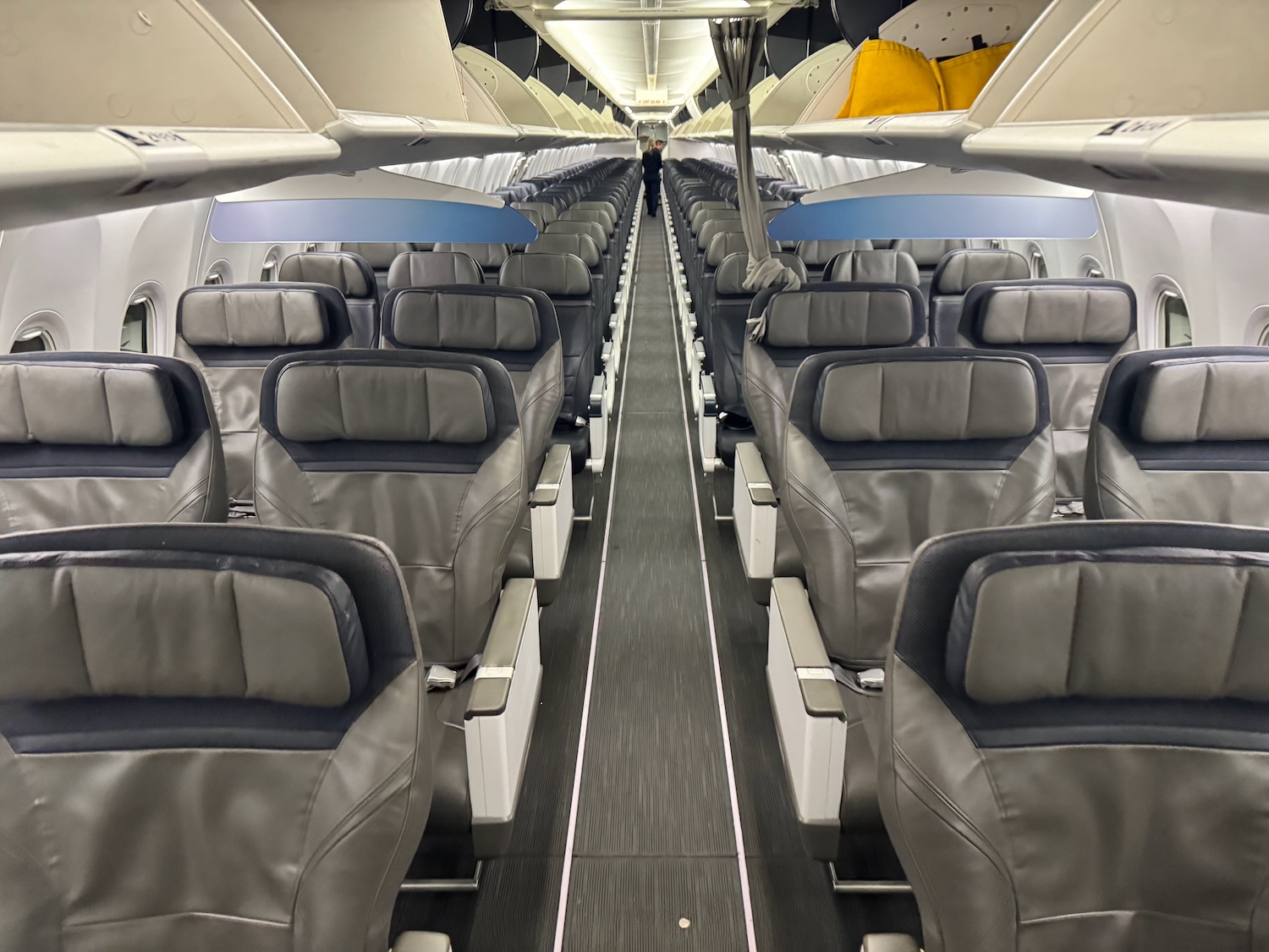 a row of seats in an airplane
