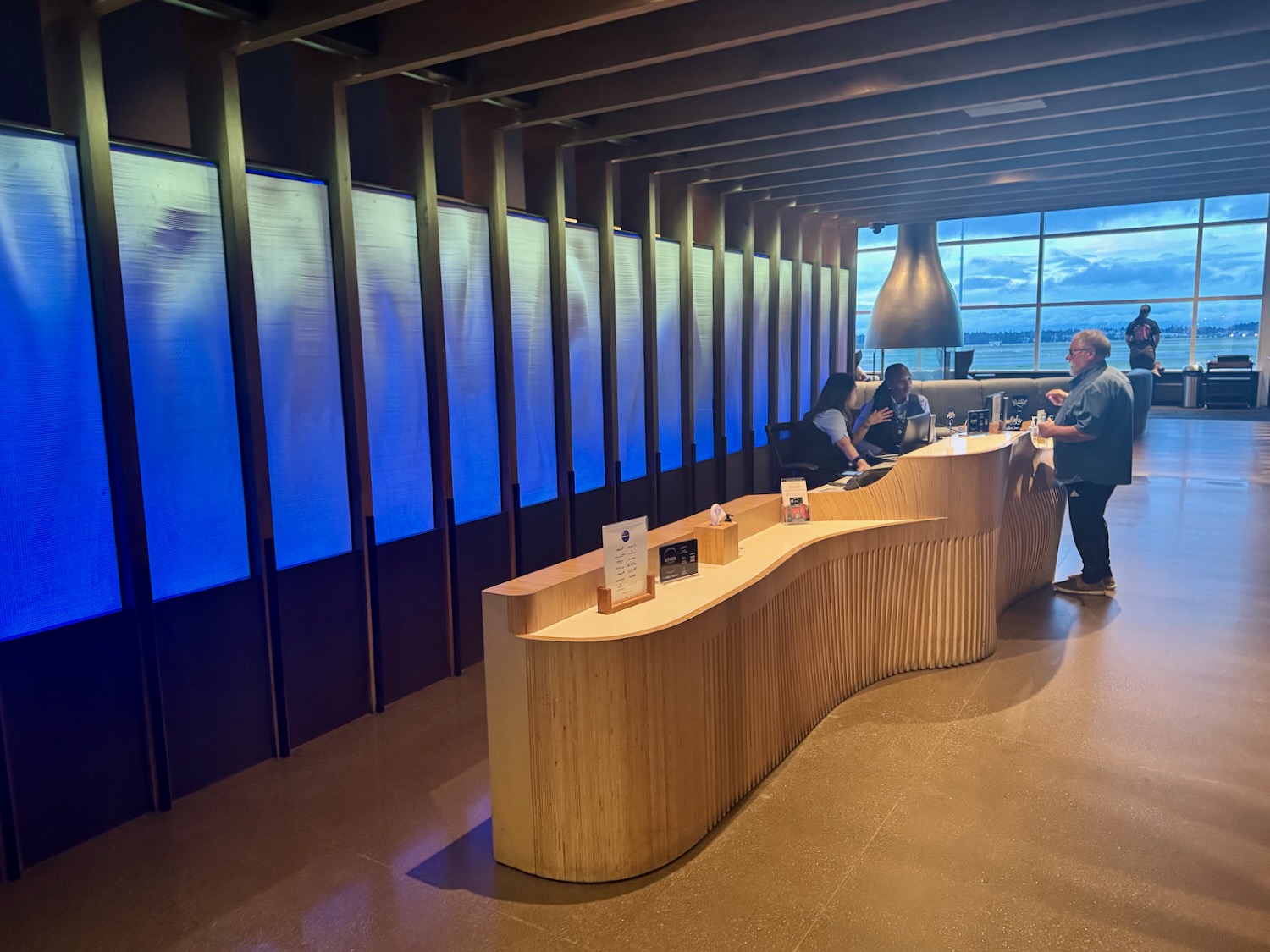 a group of people standing in a room