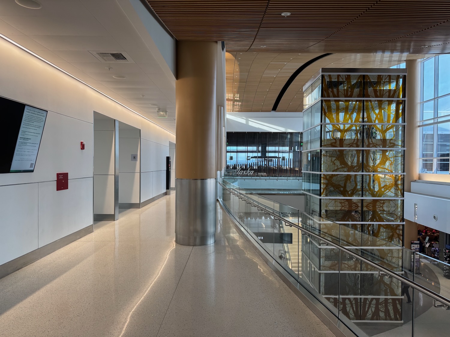 a glass wall in a building