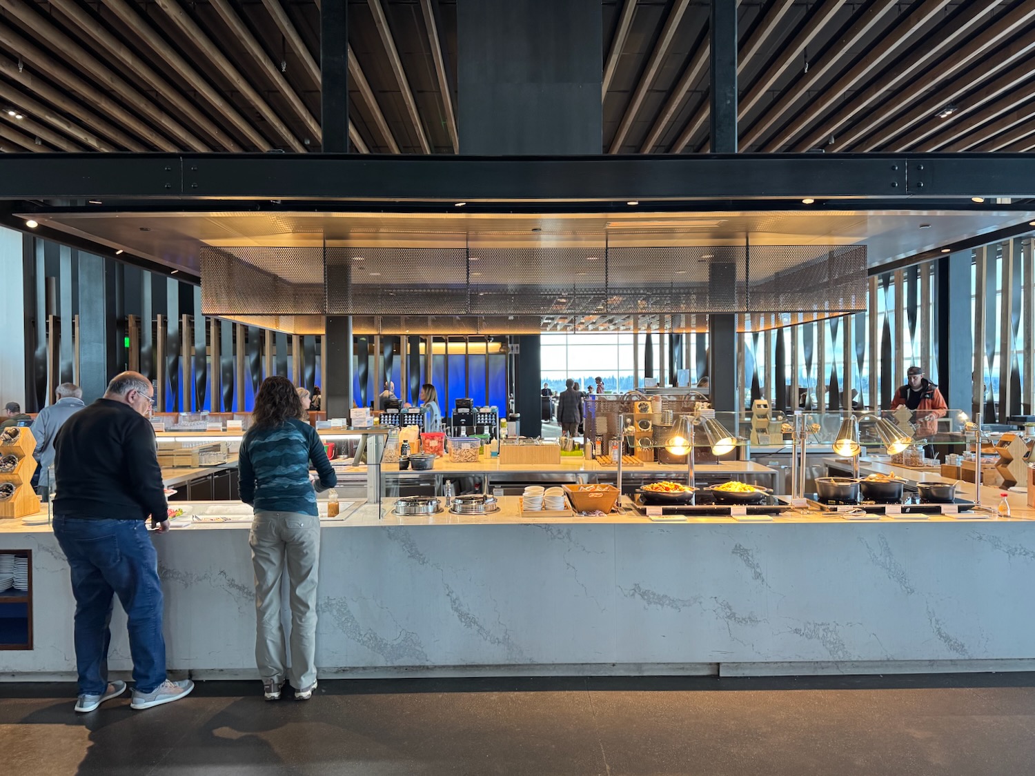 people standing in a restaurant