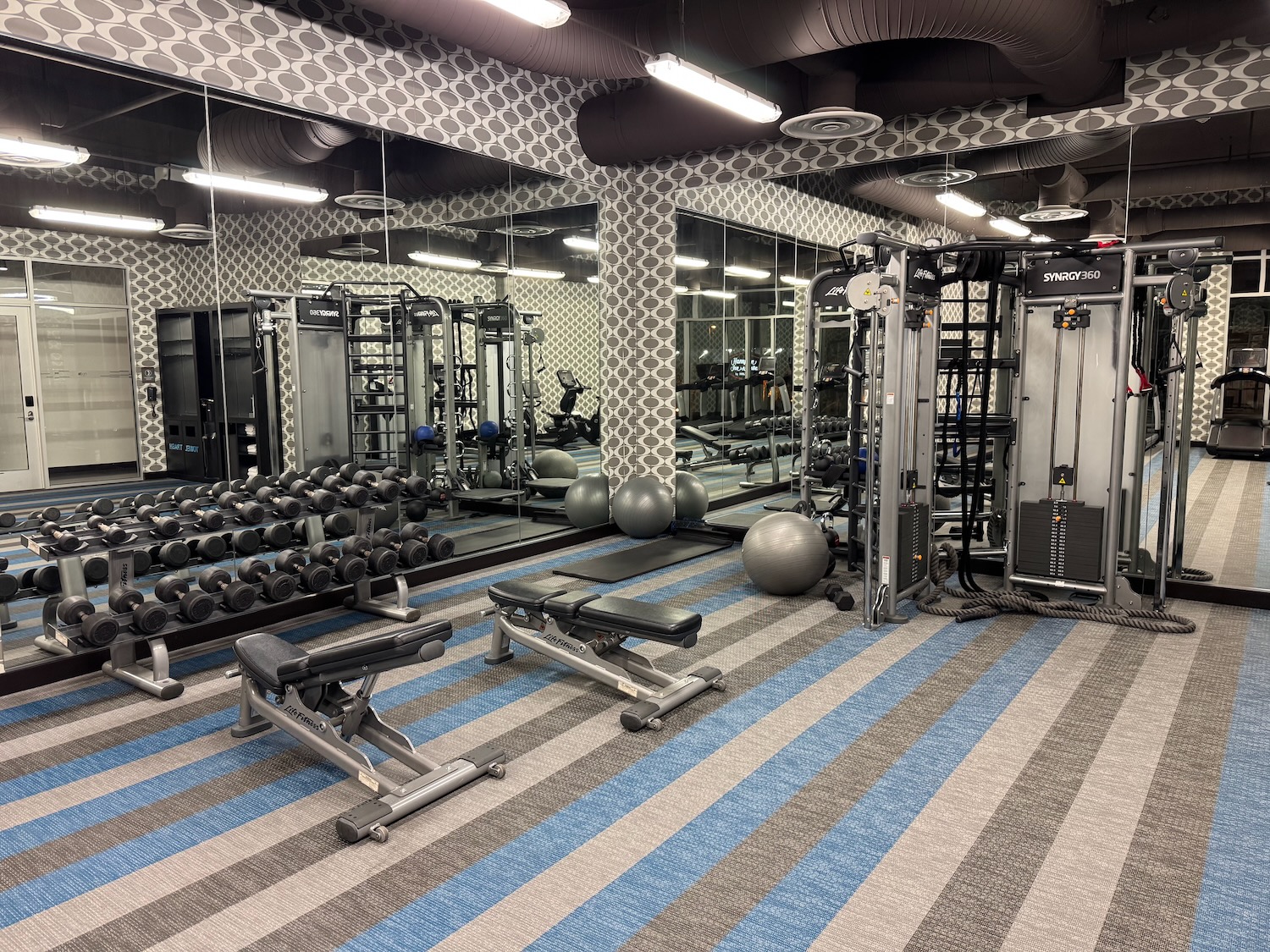a gym with exercise equipment