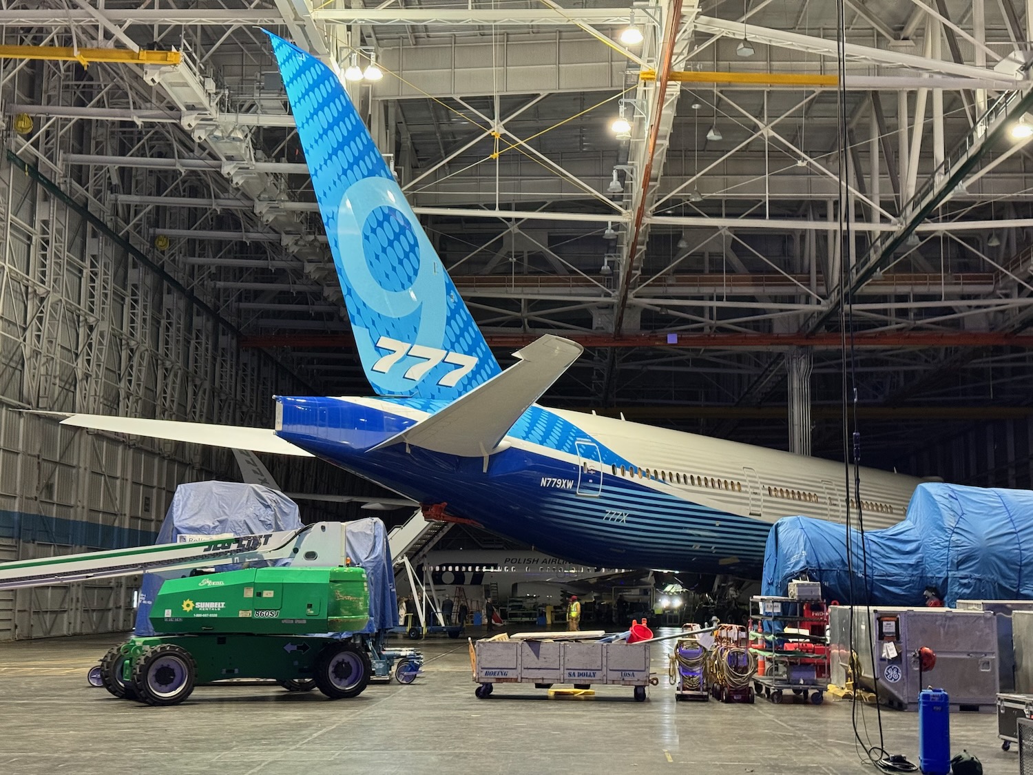 an airplane in a hangar