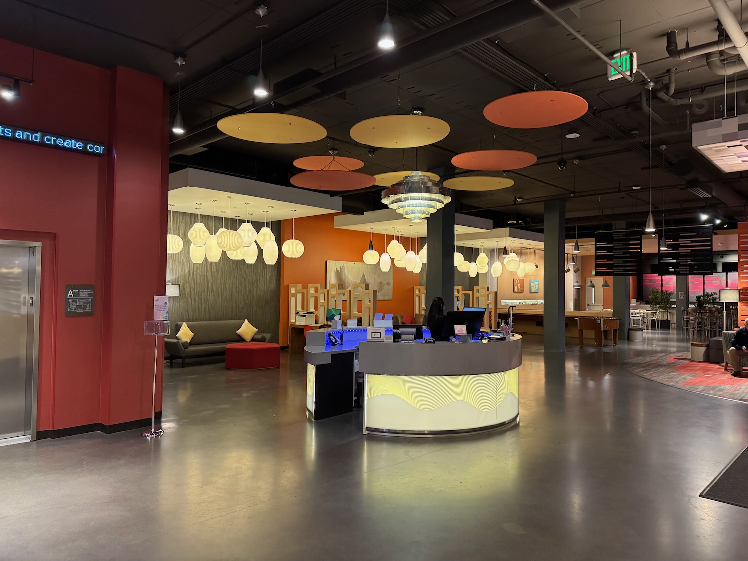 a reception desk in a building