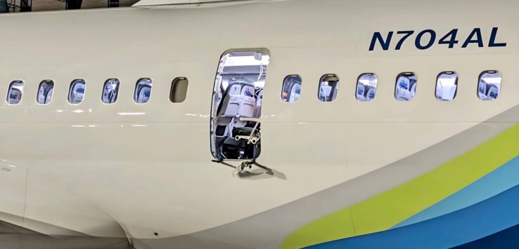a white airplane with a door open