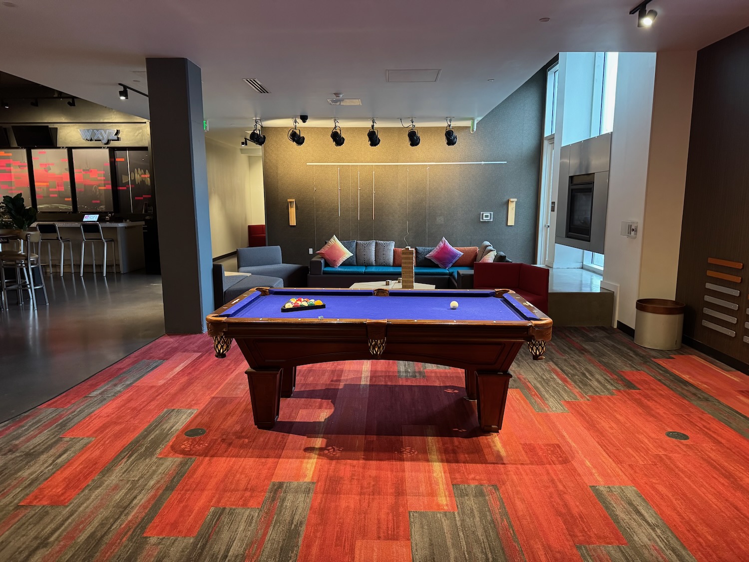 a pool table in a room