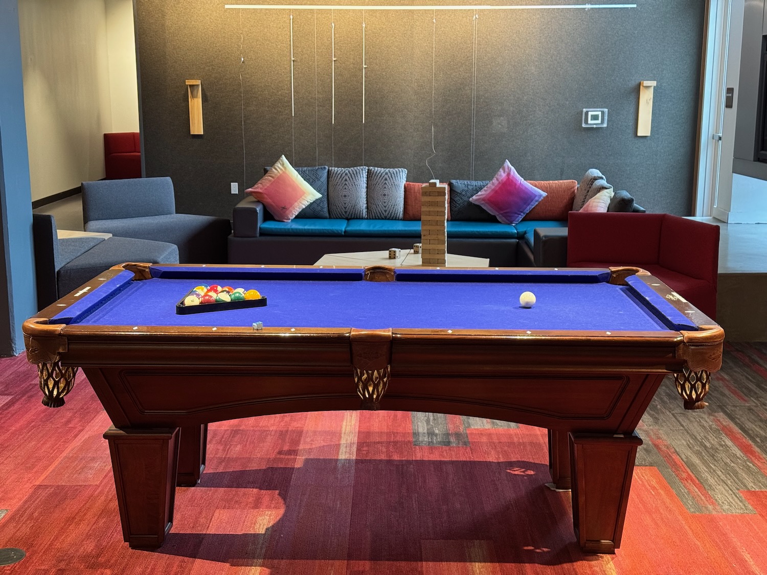 a pool table in a room