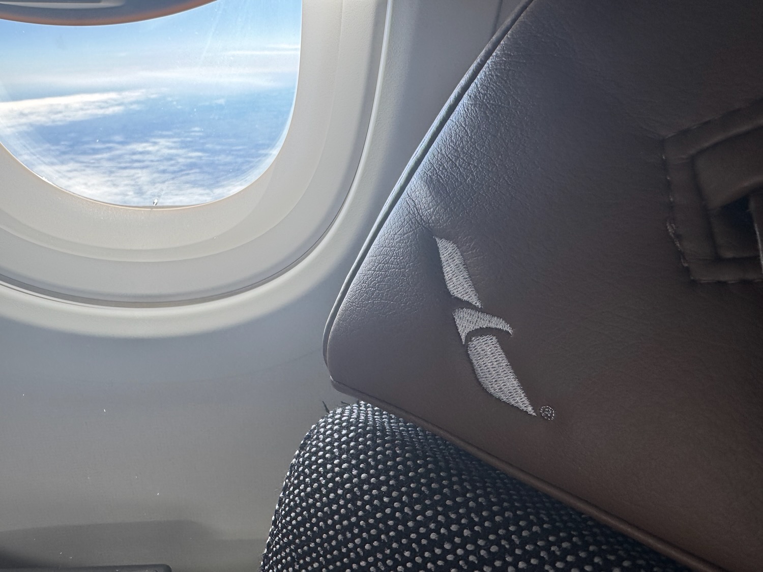 a seat with a logo on it