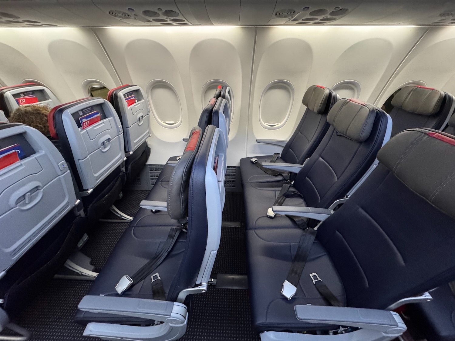 a row of seats in an airplane