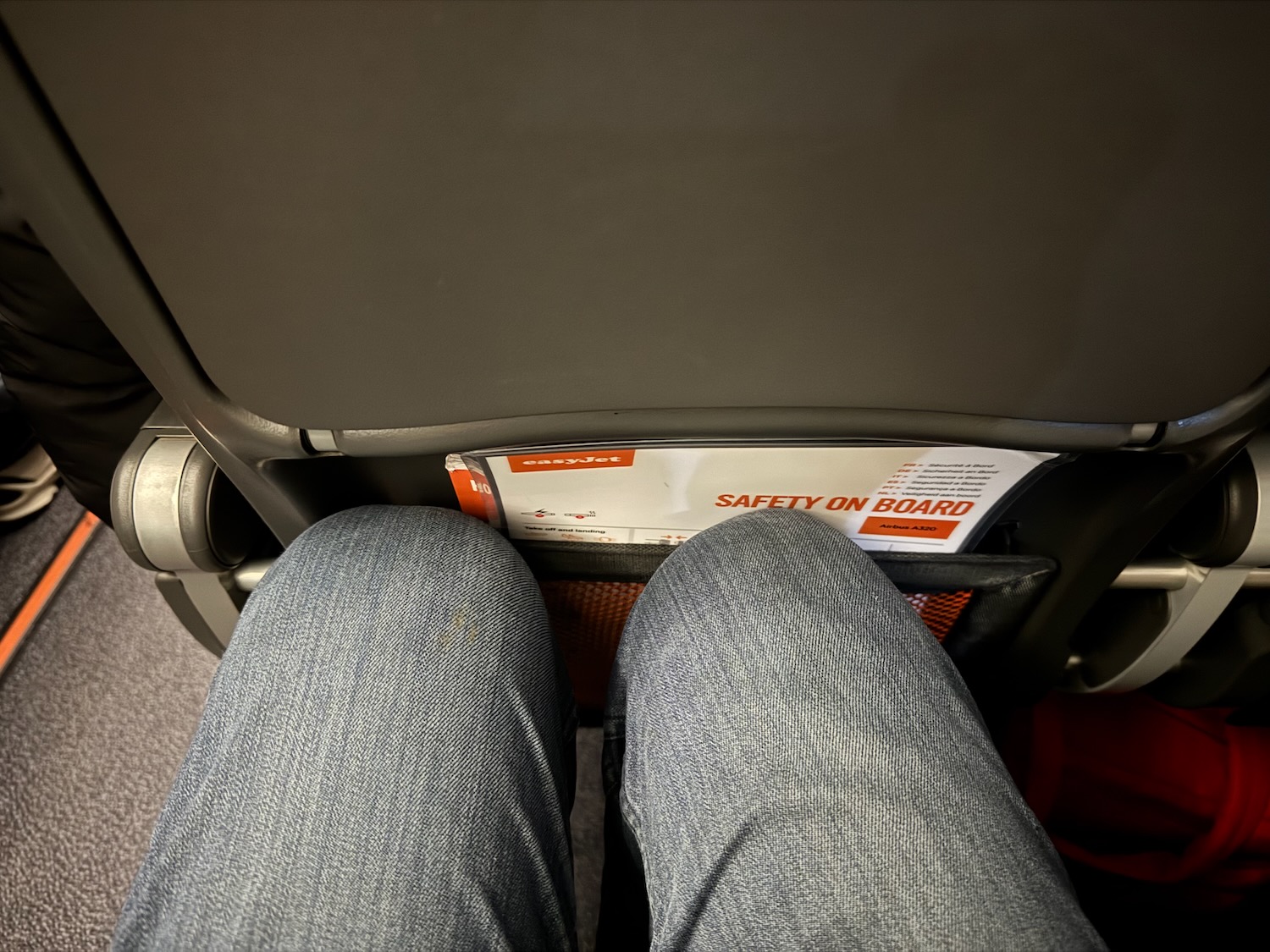 a person's legs in a seat belt