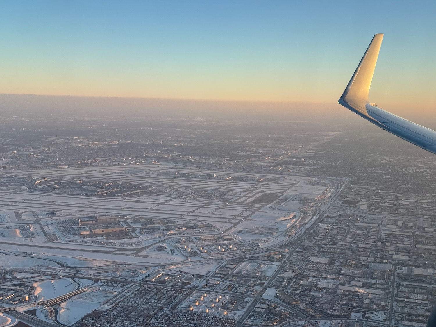 an airplane wing in the air