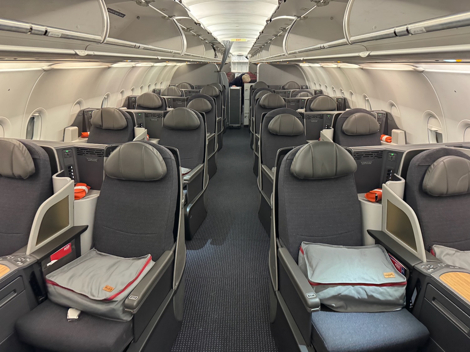 a row of seats in an airplane