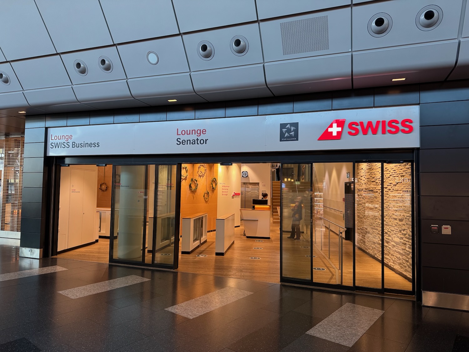 a building with glass doors