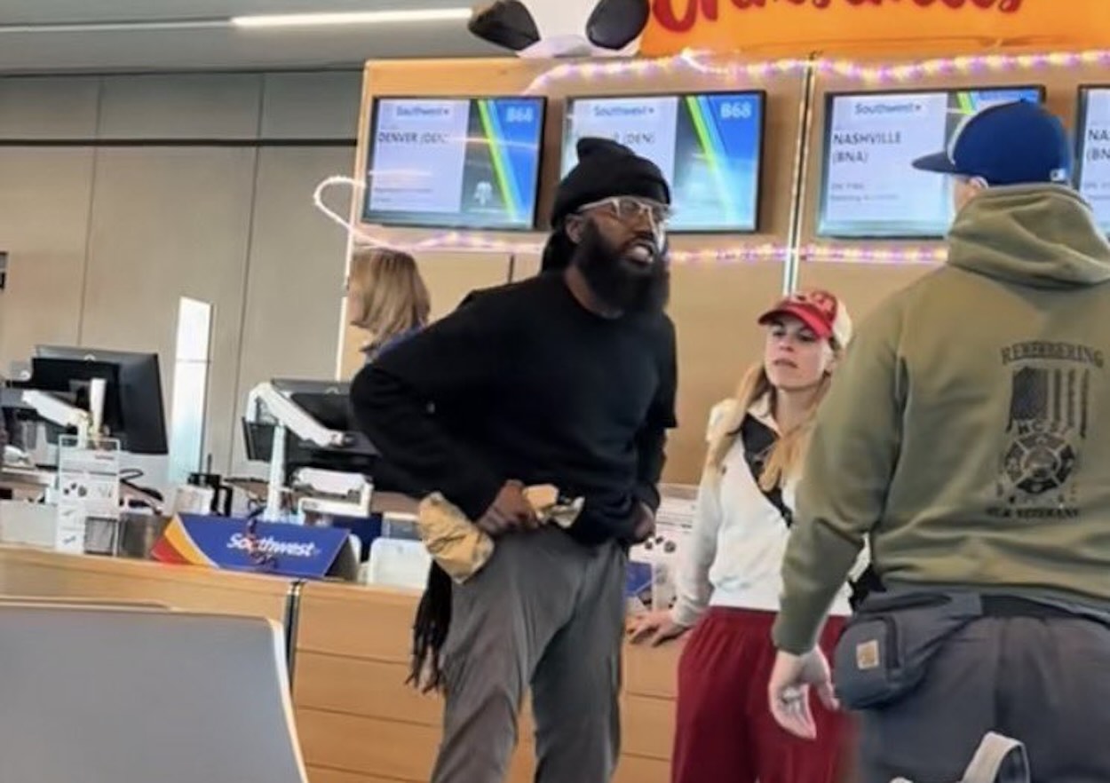 a man in a black shirt