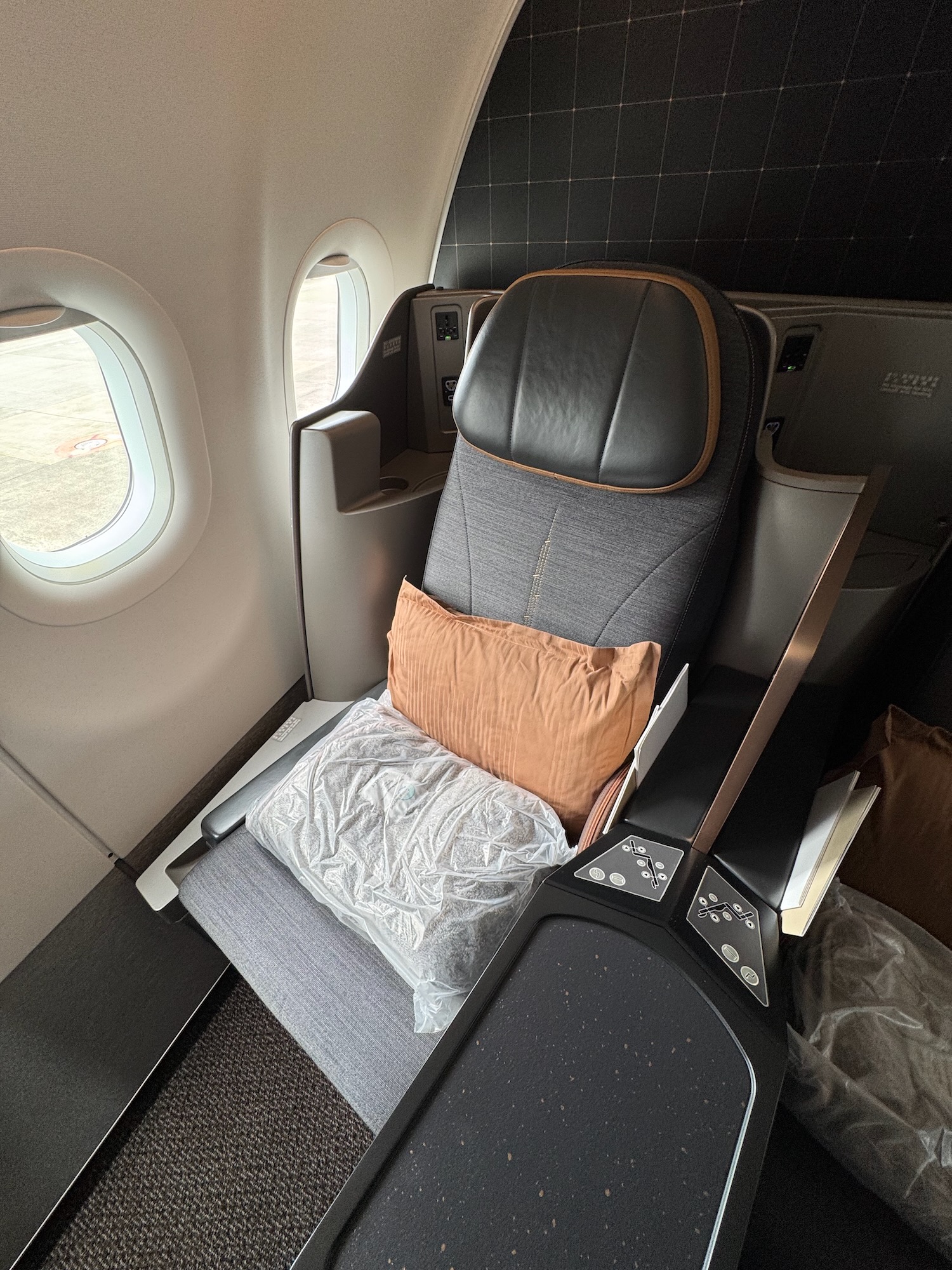 a seat in an airplane