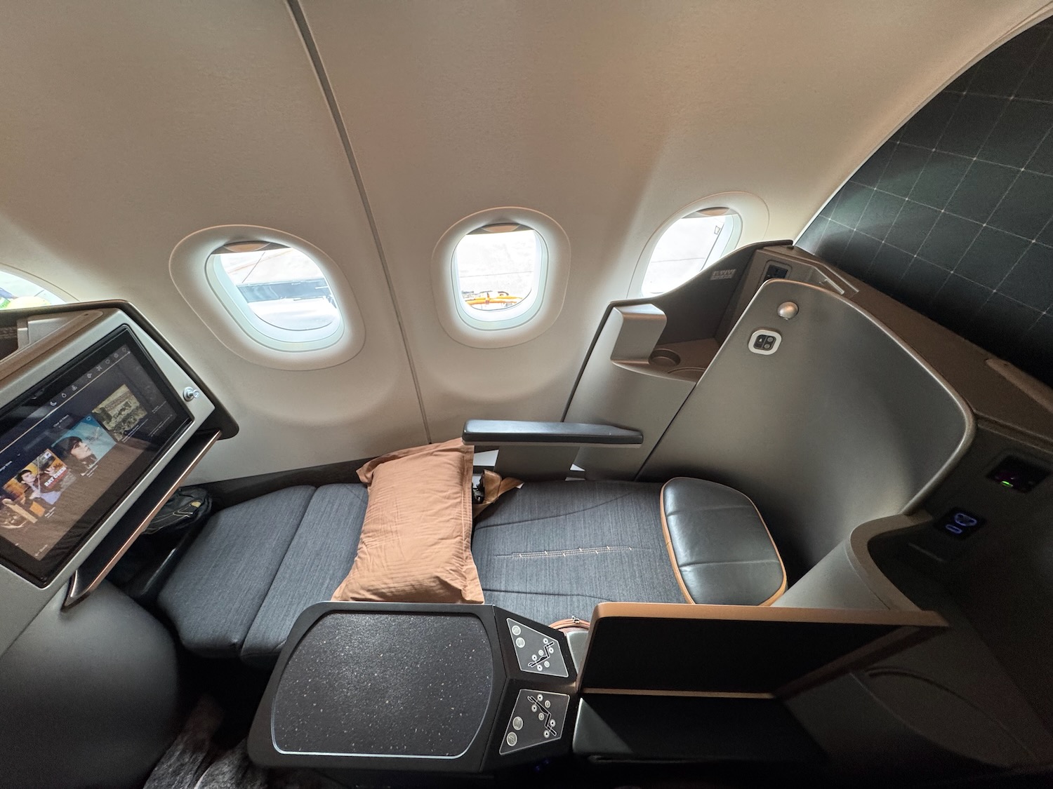 a seat in an airplane