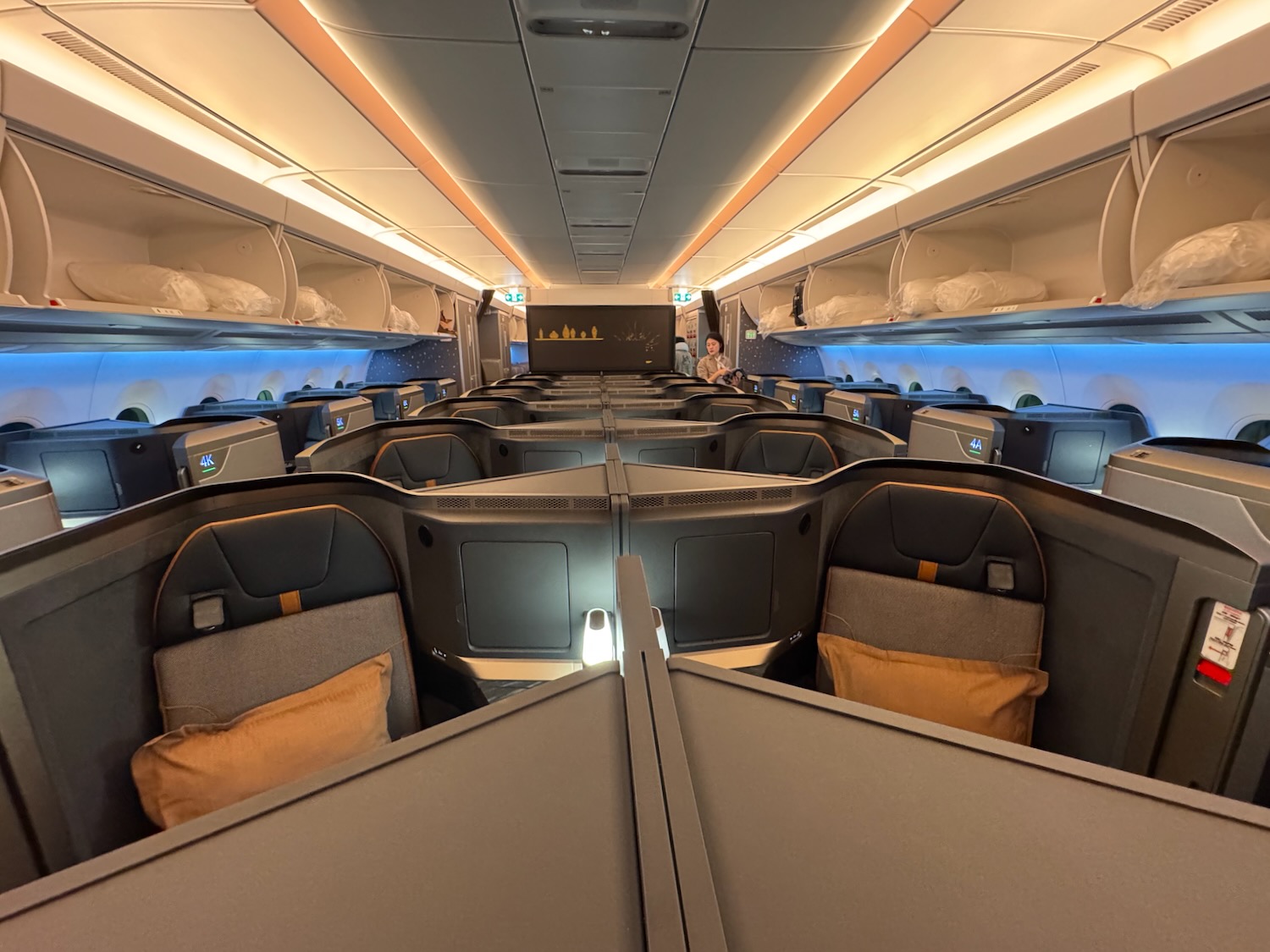 an airplane with rows of seats