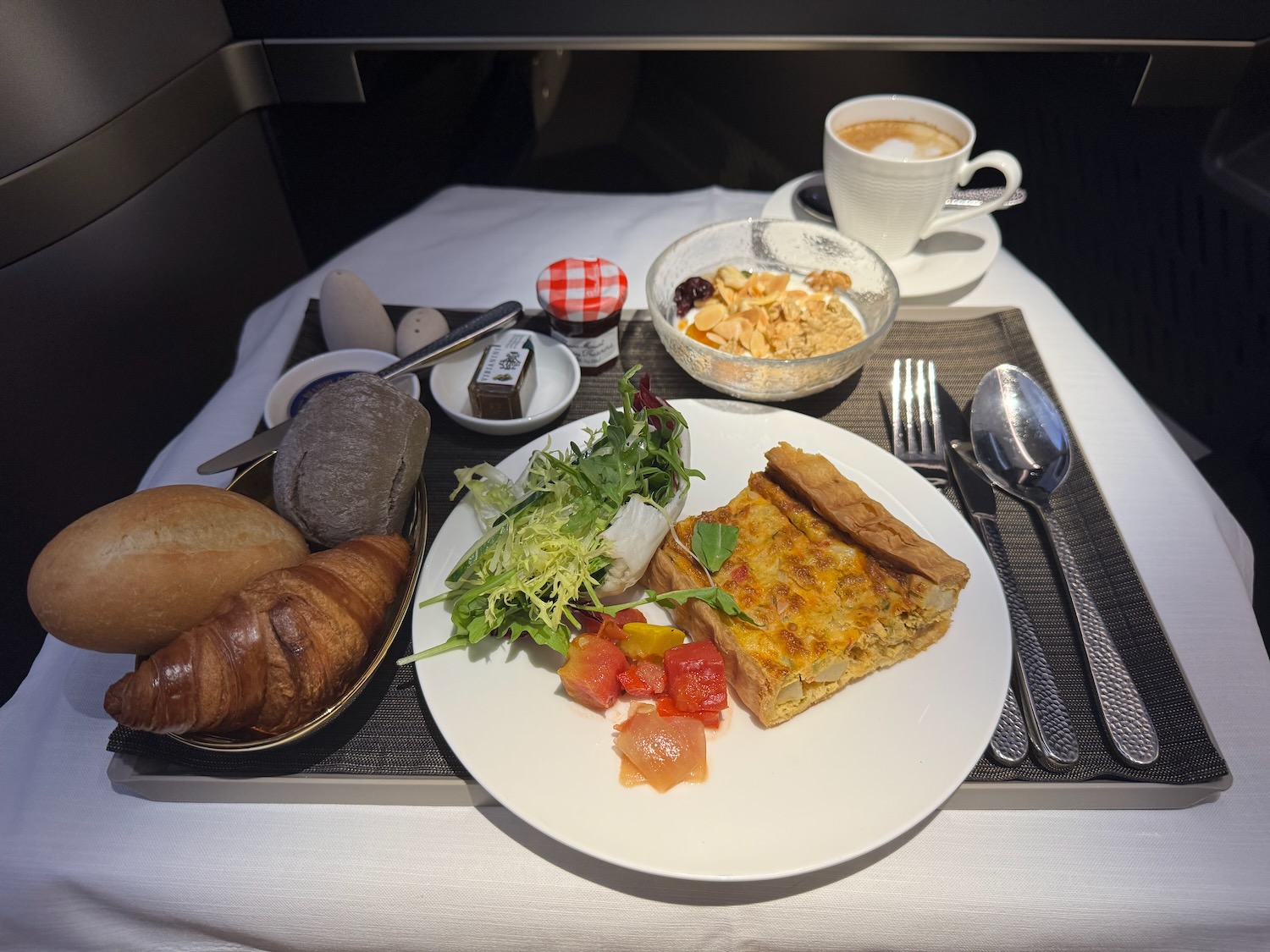 a plate of food on a tray