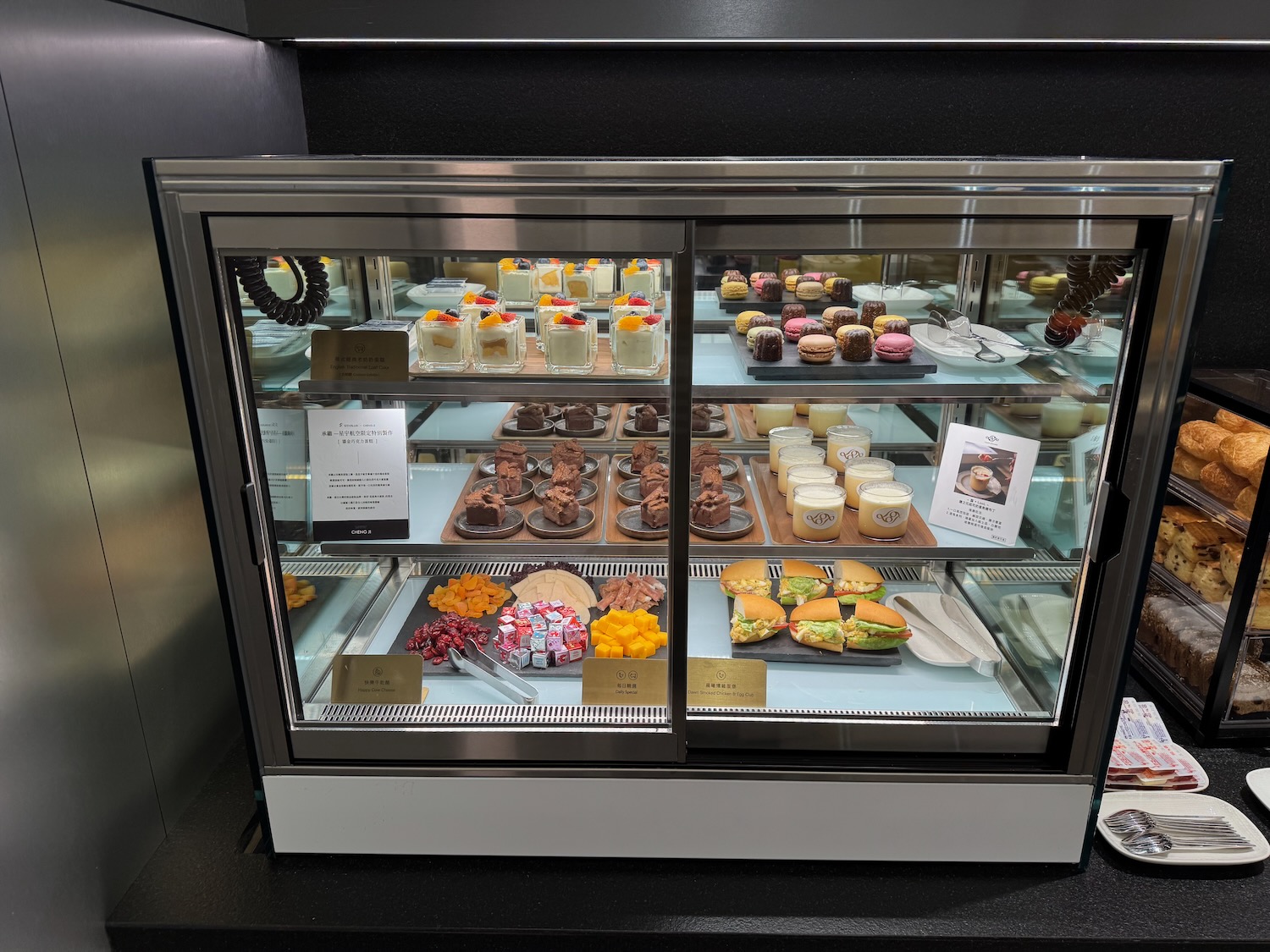 a display case with food on it