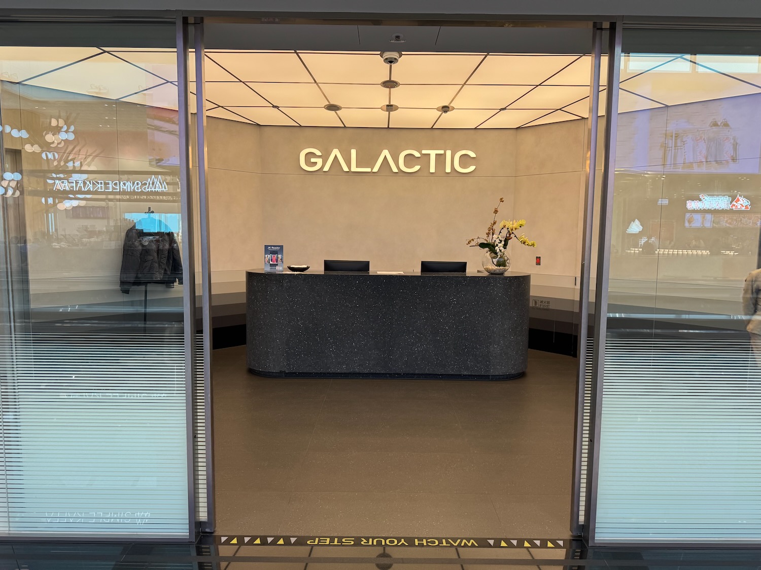 a reception desk in a store