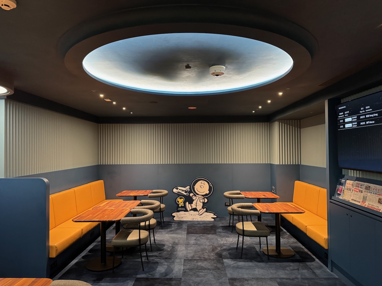 a room with tables and chairs