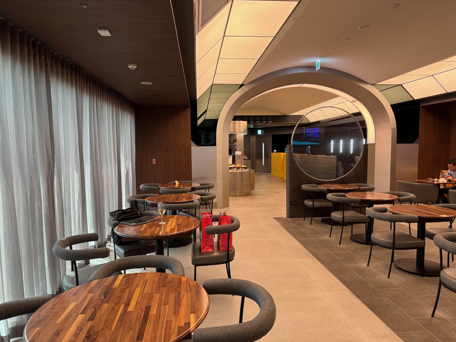 a room with tables and chairs