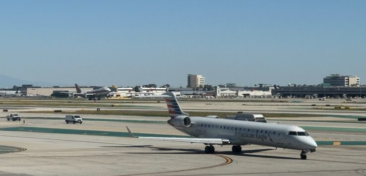 a plane on the runway